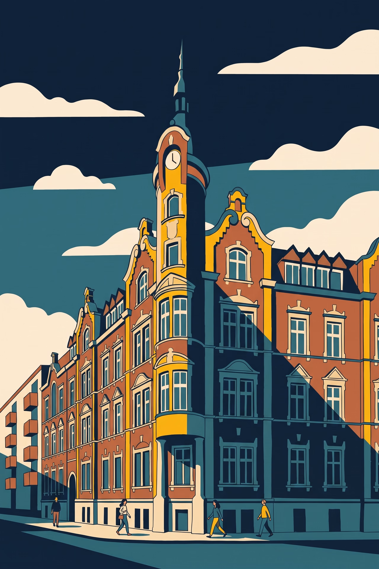 Ilustracja ratusza w Siemianowicach Śląskich.