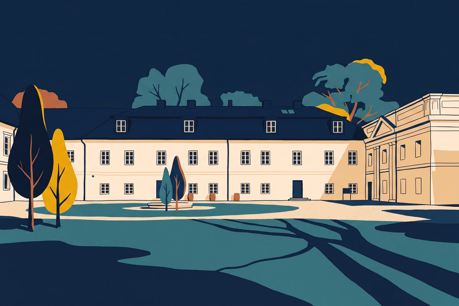 Ilustracja pałacu w Siemianowicach Śląskich.
